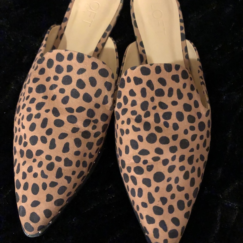 Loft Outlet Leopard Print Studded Flat Mules